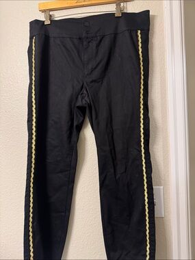 Love & Legend Black Leggings with Yellow Side Rickrack